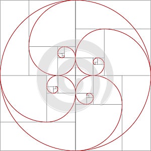 Fibonacci spiral. Golden ratio