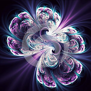 Fibonnaci Neon Brain Fractal Art