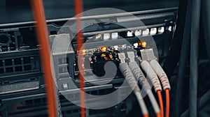 Fibre channel cables connected to server