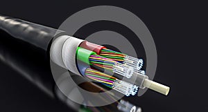 fibre optic cable on a black background