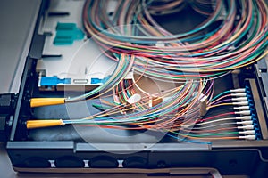 Fibre optic cables on patch distribution panel