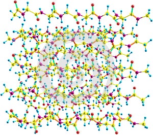 Fibroin molecular structure on white background