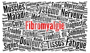 Fibromyalgia word cloud concept illustration