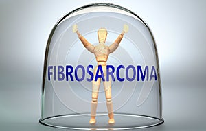 Fibrosarcoma can separate a person from the world and lock in an isolation that limits - pictured as a human figure locked inside