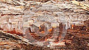 Fibrous cubist style abstract background of bark, rust rusty colours