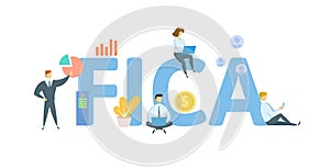 FICA, Federal Insurance Contributions Act. Concept with keywords, people and icons. Flat vector illustration. Isolated photo