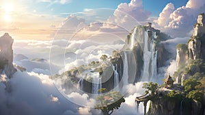 fiction fairytale kingdom on the sky cloud