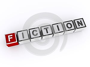 fiction word block on white photo