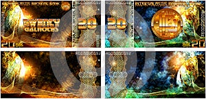 Fictional banknotes of the Intergalactic Imperial Bank. And also blank forms of banknotes.