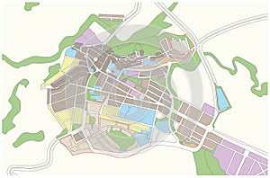 Fictional colored highly detailed land use map