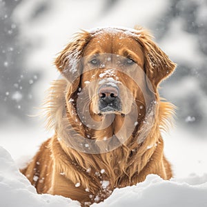 Fictional golden retriever dog representations, photography style, generative AI