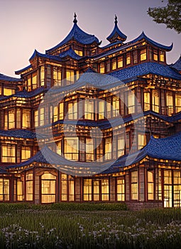 Fictional Mansion in Ailan Mubage, Xinjiang, China. photo