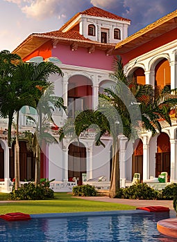 Fictional Mansion in Carlos Manuel de Cespedes, CamagÃ¼ey, Cuba. photo