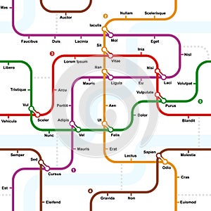 Fictional metro map seamless pattern