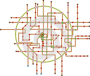 Fictional subway map, free copy space, vector