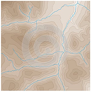 Fictional vector isoline mountain range map