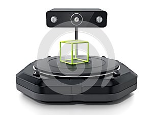 Fictitious 3D scanner isolated on white background. 3D illustration