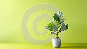 A ficus lyrata bambino on the green background