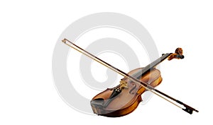 Fiddle and Bow on white