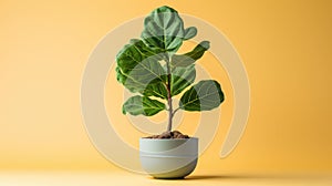A fiddle leaf fig bambino on yellow background