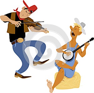 Fiddler and banjo player