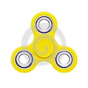 Fidget finger spinner yellow anti stress toy isolated on white
