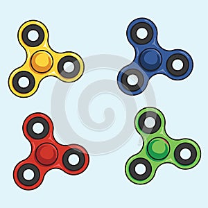 Fidget Spinner Colorful Set. Vector Illustration