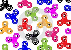 Fidget spinner icon background - toy for stress relief and improvement of attention span. Filled multicolor and black color. Isola