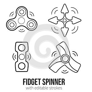 Fidget spinner icon outline set