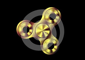 Fidget spinner icon - toy for stress relief and improvement of attention span. Filled gold metal