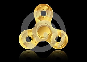 Fidget spinner icon - toy for stress relief and improvement of attention span. Filled gold metal