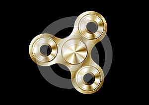 Fidget spinner icon - toy for stress relief and improvement of attention span. Filled gold metal