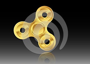 Fidget spinner icon - toy for stress relief and improvement of attention span. Filled gold metal