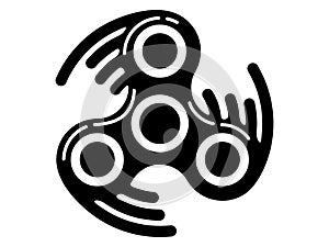 Fidget spinner icon - toy for stress relief and improvement of attention span. Filled with gray color. Isolatied vector illustrati