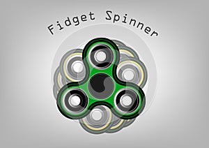 Fidget spinner icon - toy for stress relief and improvement of attention span. Filled green and black color.
