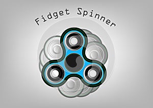 Fidget spinner icon - toy for stress relief and improvement of attention span. Filled light blue and black color.