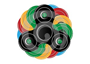 Fidget spinner icon - toy for stress relief and improvement of attention span. Filled multicolor