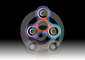 Fidget spinner icon - toy for stress relief and improvement of attention span. Filled multicolor and black color.