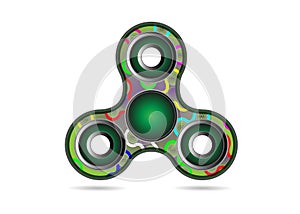 Fidget spinner icon - toy for stress relief and improvement of attention span. Filled multicolor and black color.