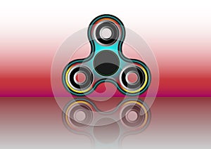 Fidget spinner icon - toy for stress relief and improvement of attention span. Filled multicolor and black color.