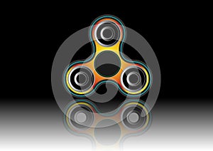 Fidget spinner icon - toy for stress relief and improvement of attention span. Filled multicolor and black color.