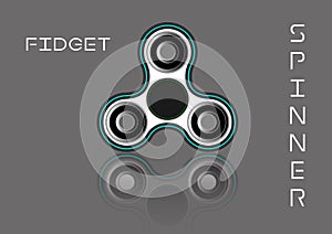 Fidget spinner icon - toy for stress relief and improvement of attention span. Filled white and black color.