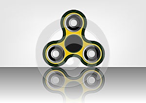 Fidget spinner icon - toy for stress relief and improvement of attention span. Filled with yellow and black color.