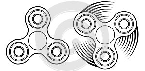 Fidget spinner linear icon. Stress relief toy and improvement of attention span.