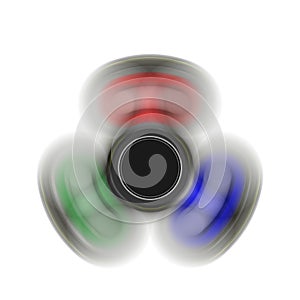 Fidget spinner on the move - toy moving for stress relief and attention enhancement. 3D render illustration