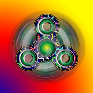 Fidget spinner on the move - toy moving for stress relief and attention enhancement. 3D render illustration photo