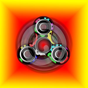 Fidget spinner on the move - toy moving for stress relief and attention enhancement. 3D render illustration photo