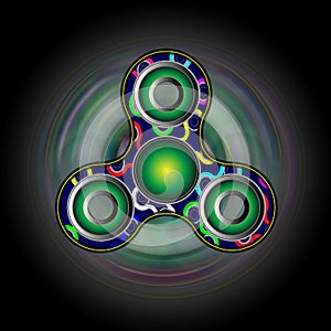 Fidget spinner on the move - toy moving for stress relief and attention enhancement. 3D render illustration photo