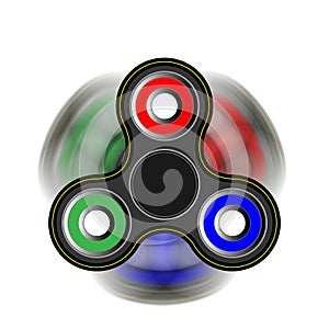 Fidget spinner on the move - toy moving for stress relief and attention enhancement. 3D render illustration photo
