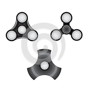 Fidget Spinner set. Morden stress relieving toy icon.